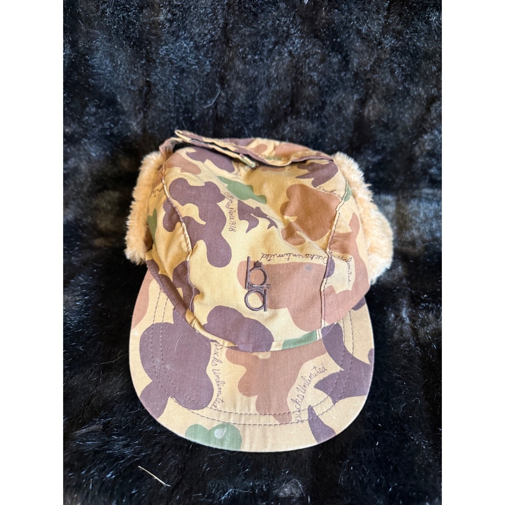 Vintage Bob Allen Ducks Unlimited Gore Tex Camo Hat Cap Ear Flap L